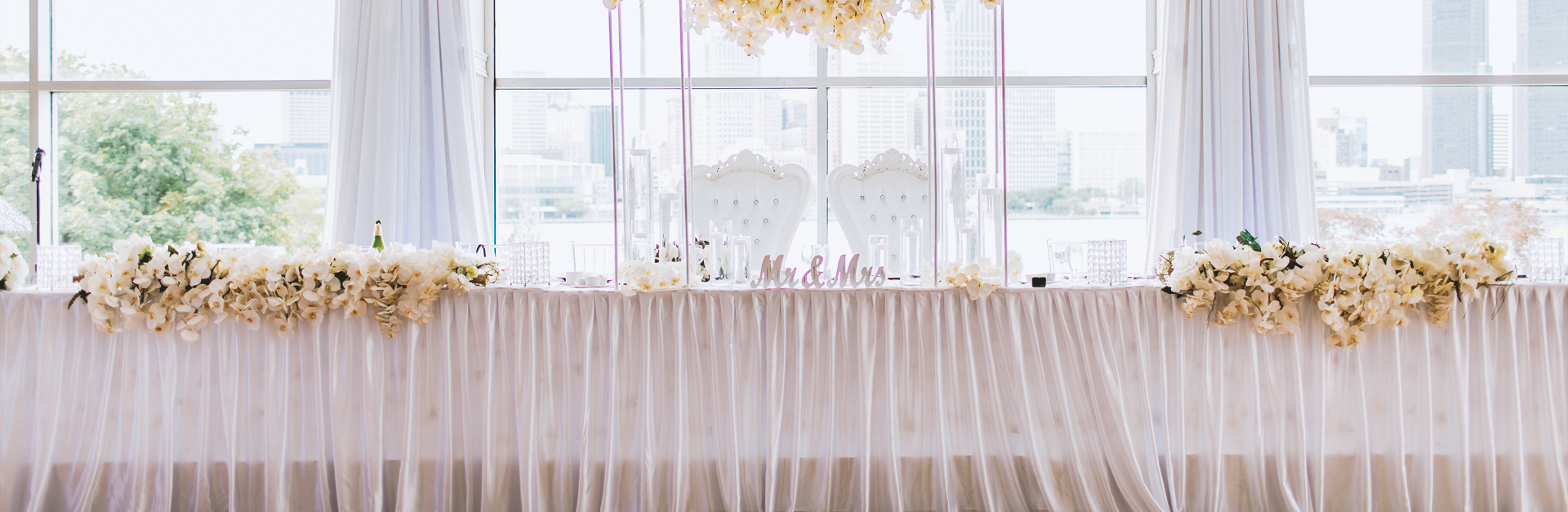 Head table in front of window